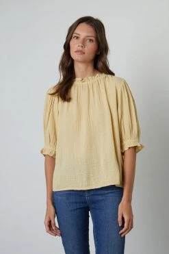 Velvet By Graham & Spencer ROSA COTTON GAUZE RUFFLE TOP 29 Velvet By Graham & Spencer ROSA COTTON GAUZE RUFFLE TOP