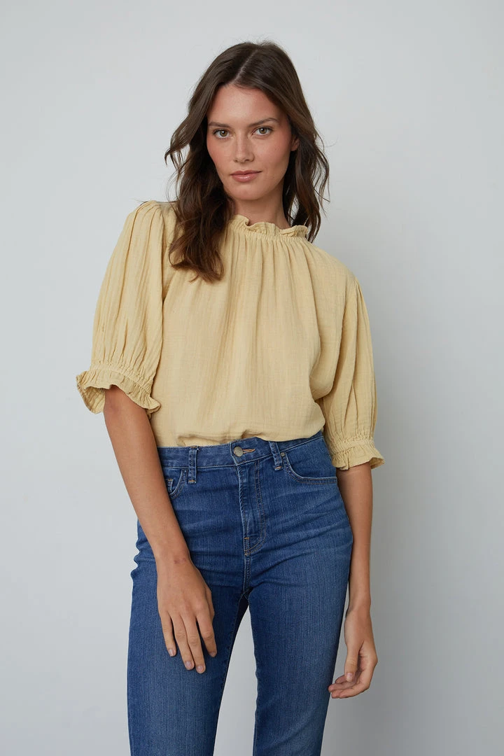 Velvet By Graham & Spencer ROSA COTTON GAUZE RUFFLE TOP 14 Velvet By Graham & Spencer ROSA COTTON GAUZE RUFFLE TOP