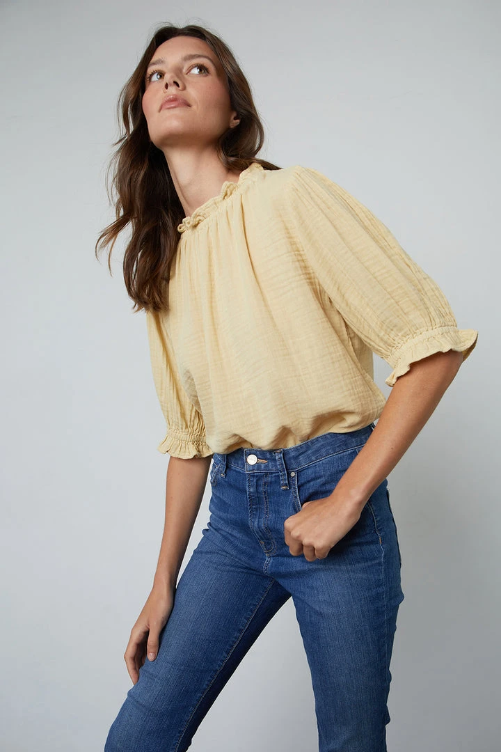 Velvet By Graham & Spencer ROSA COTTON GAUZE RUFFLE TOP 13 Velvet By Graham & Spencer ROSA COTTON GAUZE RUFFLE TOP