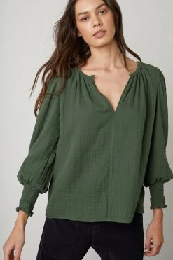 Velvet By Graham & Spencer Womens RYLEE COTTON GAUZE BLOUSE 11 Velvet By Graham & Spencer Womens RYLEE COTTON GAUZE BLOUSE