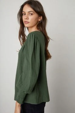 Velvet By Graham & Spencer Womens RYLEE COTTON GAUZE BLOUSE 10 Velvet By Graham & Spencer Womens RYLEE COTTON GAUZE BLOUSE