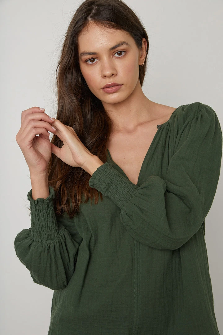 Velvet By Graham & Spencer Womens RYLEE COTTON GAUZE BLOUSE 3 Velvet By Graham & Spencer Womens RYLEE COTTON GAUZE BLOUSE