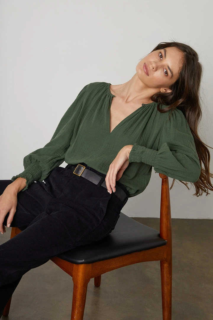 Velvet By Graham & Spencer Womens RYLEE COTTON GAUZE BLOUSE 8 Velvet By Graham & Spencer Womens RYLEE COTTON GAUZE BLOUSE