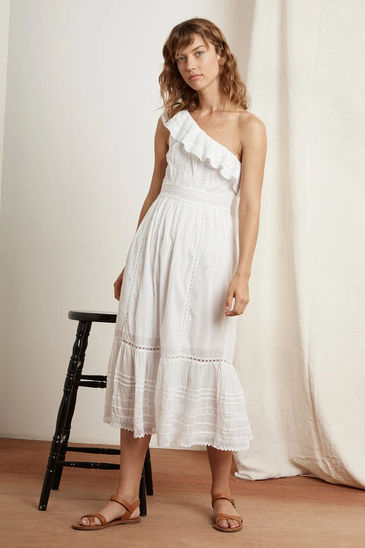 Velvet By Graham & Spencer COCO COTTON LACE ONE SHOULDER DRESS 3 Velvet By Graham & Spencer COCO COTTON LACE ONE SHOULDER DRESS
