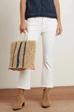 Velvet By Graham & Spencer ROW STRIPE STRAW BAG