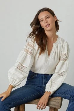 Velvet By Graham & Spencer TAYLER COTTON LACE BOHO TOP