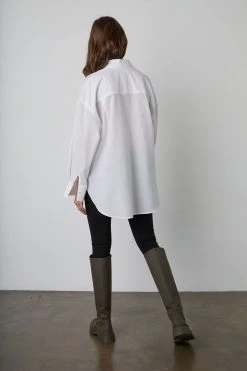 Velvet By Graham & Spencer RACHEL OVERSIZED BUTTON-UP SHIRT Womens 11 Velvet By Graham & Spencer RACHEL OVERSIZED BUTTON-UP SHIRT Womens