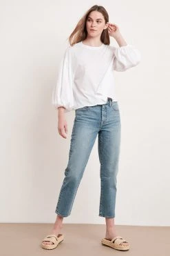 Velvet By Graham & Spencer Womens GENEVIEVE CONTRAST PUFF SLEEVE TEE