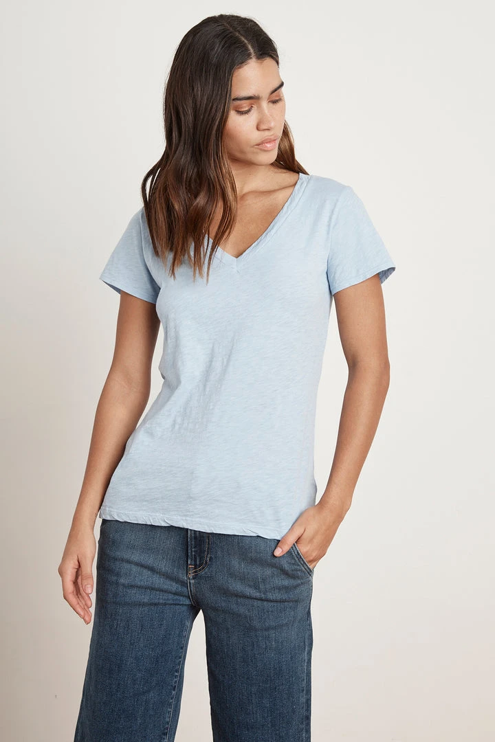 Velvet By Graham & Spencer LILITH COTTON SLUB V-NECK TEE Womens 18 Velvet By Graham & Spencer LILITH COTTON SLUB V-NECK TEE Womens
