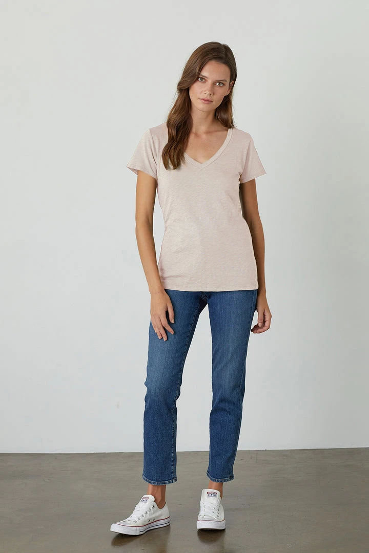Velvet By Graham & Spencer LILITH COTTON SLUB V-NECK TEE Womens 4 Velvet By Graham & Spencer LILITH COTTON SLUB V-NECK TEE Womens