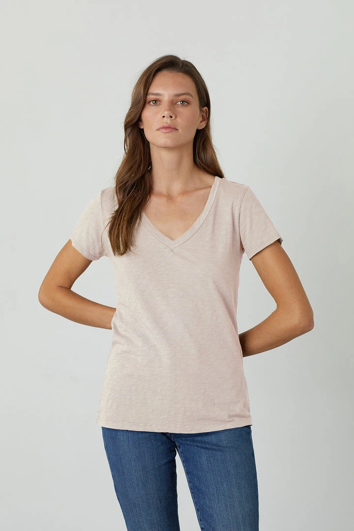 Velvet By Graham & Spencer LILITH COTTON SLUB V-NECK TEE Womens 5 Velvet By Graham & Spencer LILITH COTTON SLUB V-NECK TEE Womens