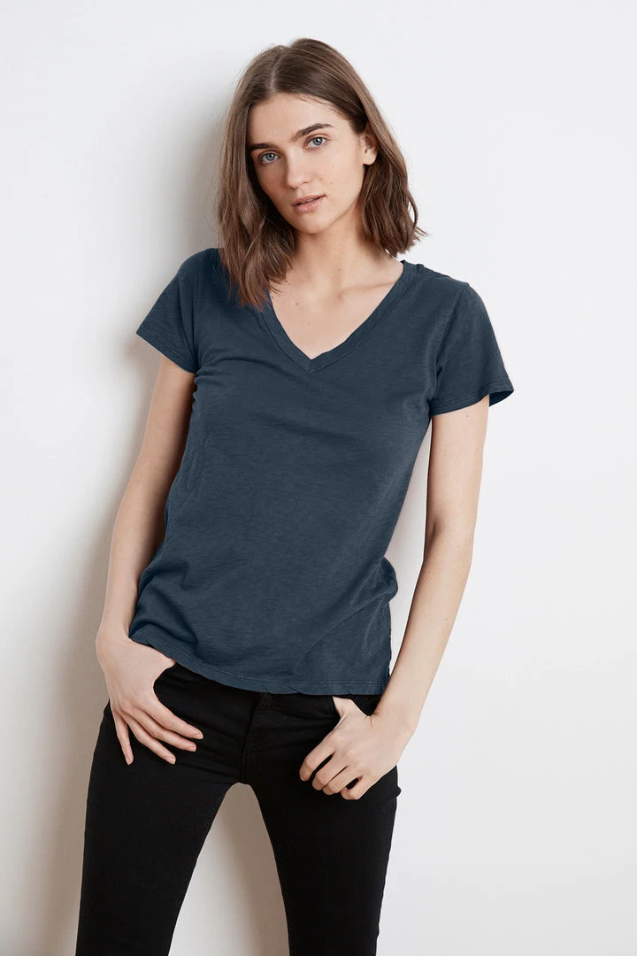 Velvet By Graham & Spencer LILITH COTTON SLUB V-NECK TEE Womens 20 Velvet By Graham & Spencer LILITH COTTON SLUB V-NECK TEE Womens