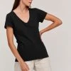 Velvet By Graham & Spencer Womens LILITH COTTON SLUB V-NECK TEE 2 Velvet By Graham & Spencer Womens LILITH COTTON SLUB V-NECK TEE