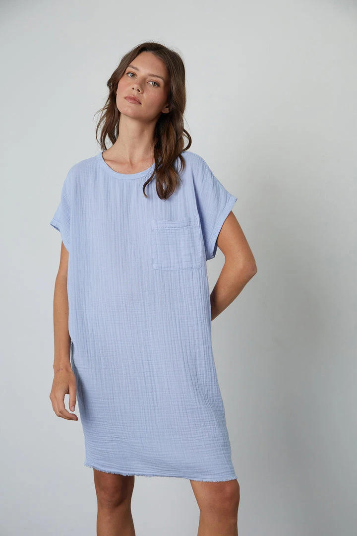 Velvet By Graham & Spencer HANNA COTTON SLUB MIX DRESS Womens 8 Velvet By Graham & Spencer HANNA COTTON SLUB MIX DRESS Womens