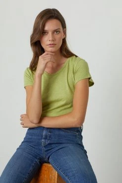 Velvet By Graham & Spencer ODELIA COTTON SLUB CREW NECK TEE 34 Velvet By Graham & Spencer ODELIA COTTON SLUB CREW NECK TEE