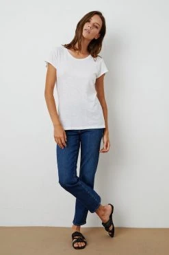 Velvet By Graham & Spencer ODELIA COTTON SLUB CREW NECK TEE 40 Velvet By Graham & Spencer ODELIA COTTON SLUB CREW NECK TEE