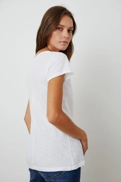 Velvet By Graham & Spencer ODELIA COTTON SLUB CREW NECK TEE 42 Velvet By Graham & Spencer ODELIA COTTON SLUB CREW NECK TEE