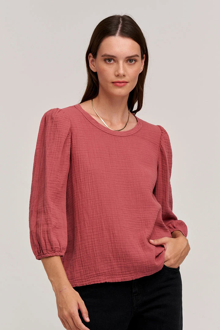 Velvet By Graham & Spencer REEBA COTTON CONTRAST TEE Womens 3 Velvet By Graham & Spencer REEBA COTTON CONTRAST TEE Womens