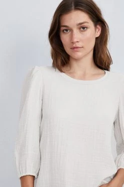 Velvet By Graham & Spencer Womens REEBA COTTON CONTRAST TOP