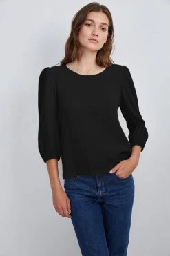 Velvet By Graham & Spencer Womens REEBA COTTON CONTRAST TOP