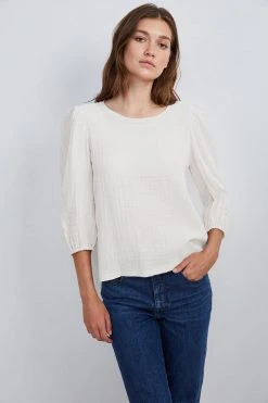 Velvet By Graham & Spencer Womens REEBA COTTON CONTRAST TOP