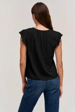 Velvet By Graham & Spencer Womens STACY RUFFLE SLEEVE TANK 20 Velvet By Graham & Spencer Womens STACY RUFFLE SLEEVE TANK