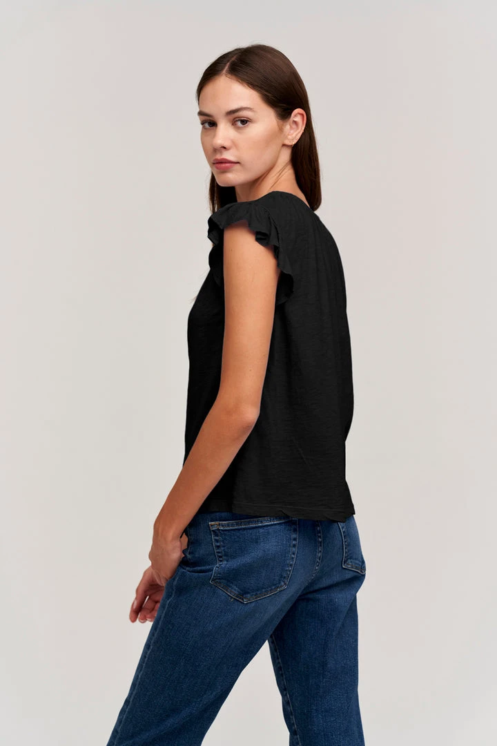 Velvet By Graham & Spencer Womens STACY RUFFLE SLEEVE TANK 4 Velvet By Graham & Spencer Womens STACY RUFFLE SLEEVE TANK
