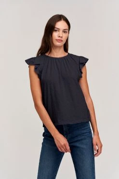 Velvet By Graham & Spencer Womens STACY RUFFLE SLEEVE TANK 27 Velvet By Graham & Spencer Womens STACY RUFFLE SLEEVE TANK