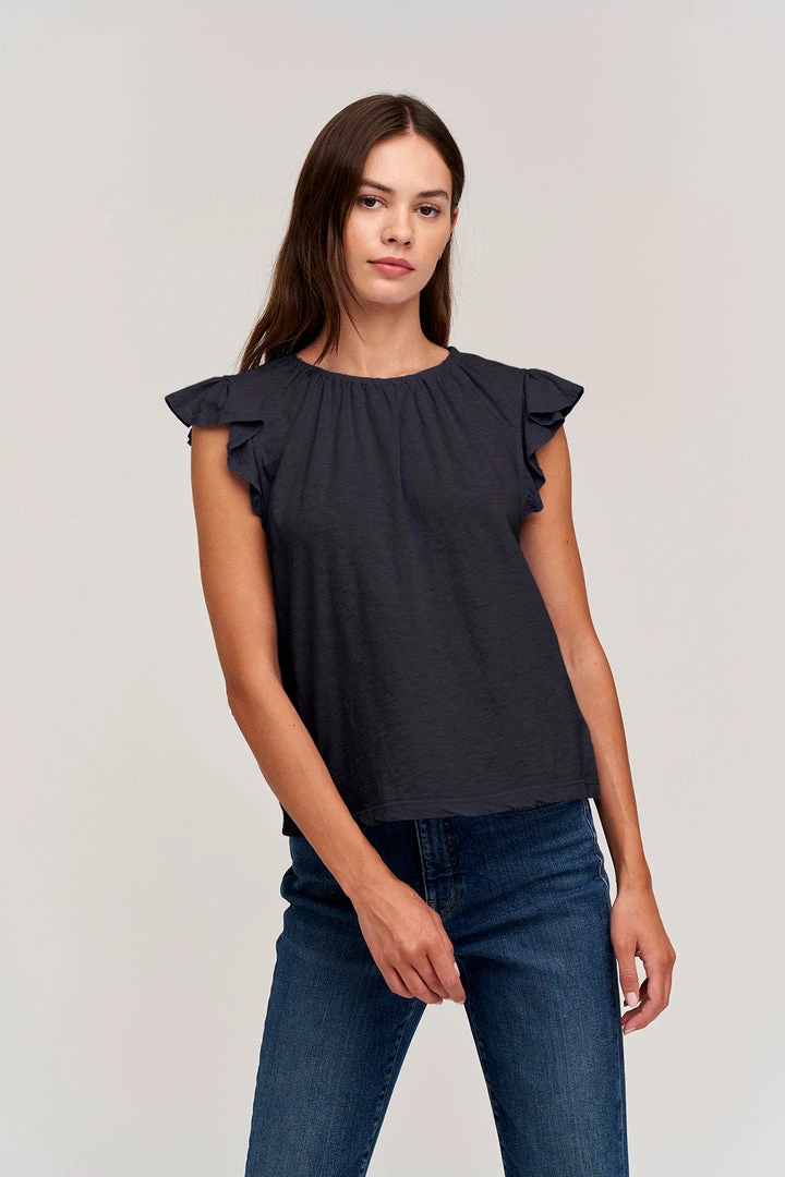 Velvet By Graham & Spencer Womens STACY RUFFLE SLEEVE TANK 13 Velvet By Graham & Spencer Womens STACY RUFFLE SLEEVE TANK