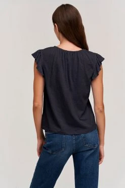 Velvet By Graham & Spencer Womens STACY RUFFLE SLEEVE TANK 29 Velvet By Graham & Spencer Womens STACY RUFFLE SLEEVE TANK