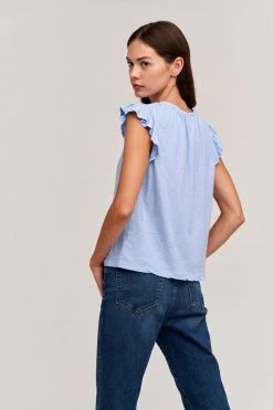 Velvet By Graham & Spencer Womens STACY RUFFLE SLEEVE TANK 22 Velvet By Graham & Spencer Womens STACY RUFFLE SLEEVE TANK