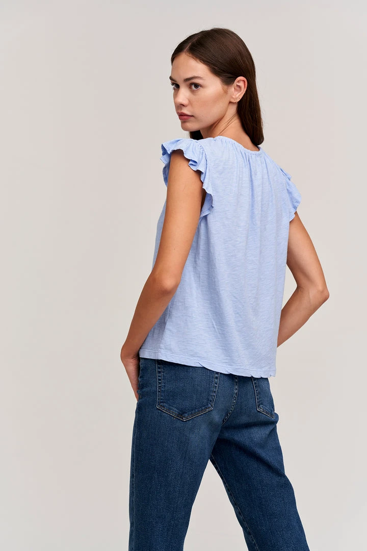 Velvet By Graham & Spencer Womens STACY RUFFLE SLEEVE TANK 8 Velvet By Graham & Spencer Womens STACY RUFFLE SLEEVE TANK