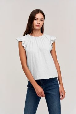 Velvet By Graham & Spencer Womens STACY RUFFLE SLEEVE TANK 24 Velvet By Graham & Spencer Womens STACY RUFFLE SLEEVE TANK