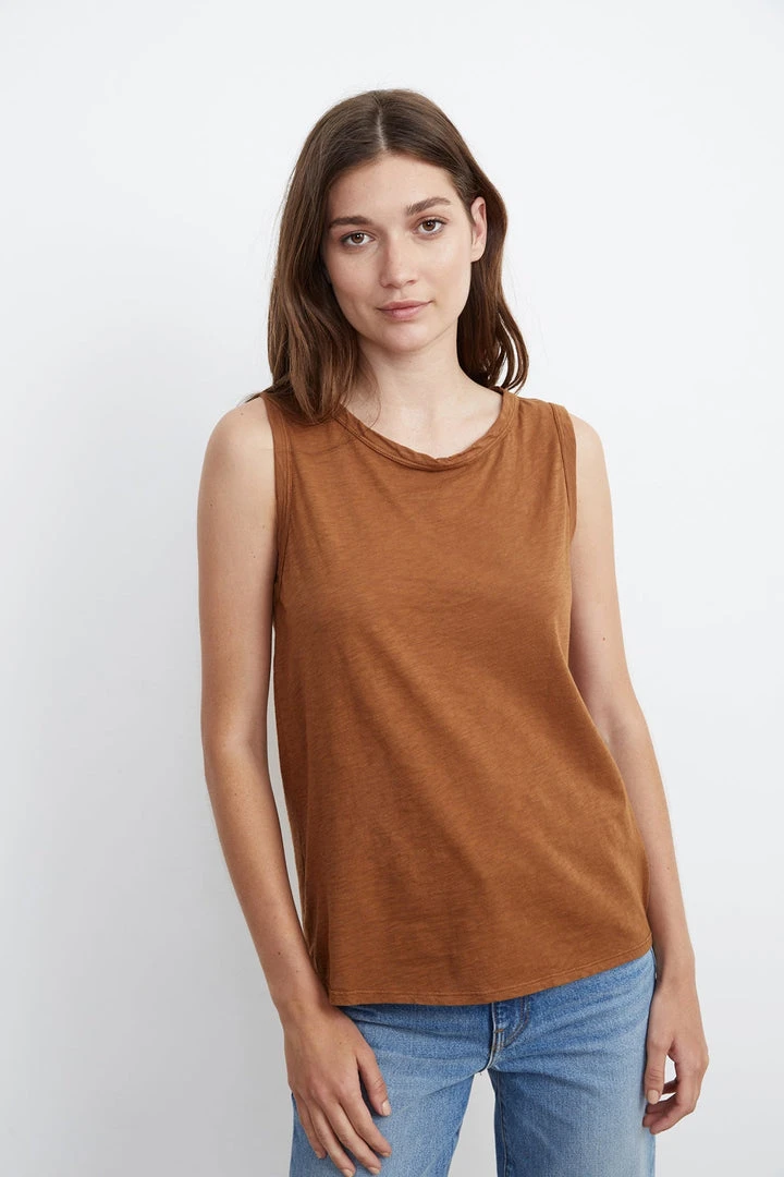Velvet By Graham & Spencer Womens TAURUS COTTON SLUB TANK 45 Velvet By Graham & Spencer Womens TAURUS COTTON SLUB TANK