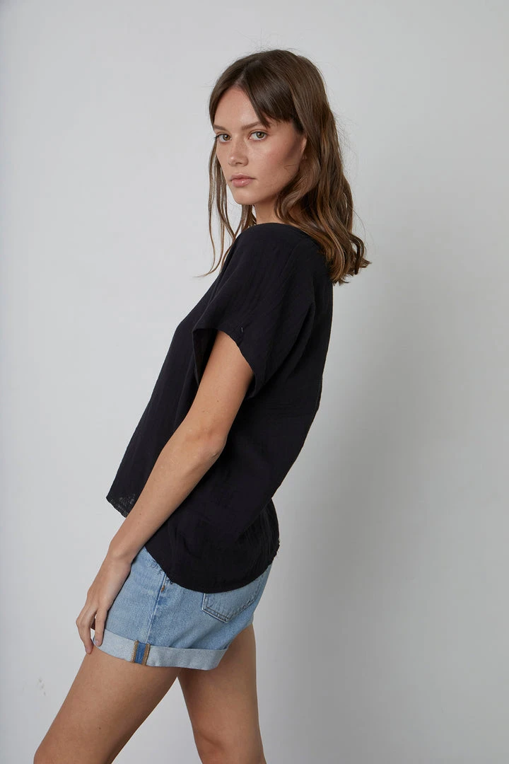 Velvet By Graham & Spencer ELSA COTTON GAUZE TOP Womens 10 Velvet By Graham & Spencer ELSA COTTON GAUZE TOP Womens