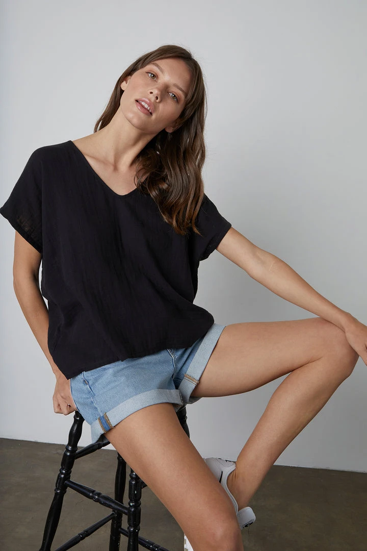 Velvet By Graham & Spencer ELSA COTTON GAUZE TOP Womens 7 Velvet By Graham & Spencer ELSA COTTON GAUZE TOP Womens