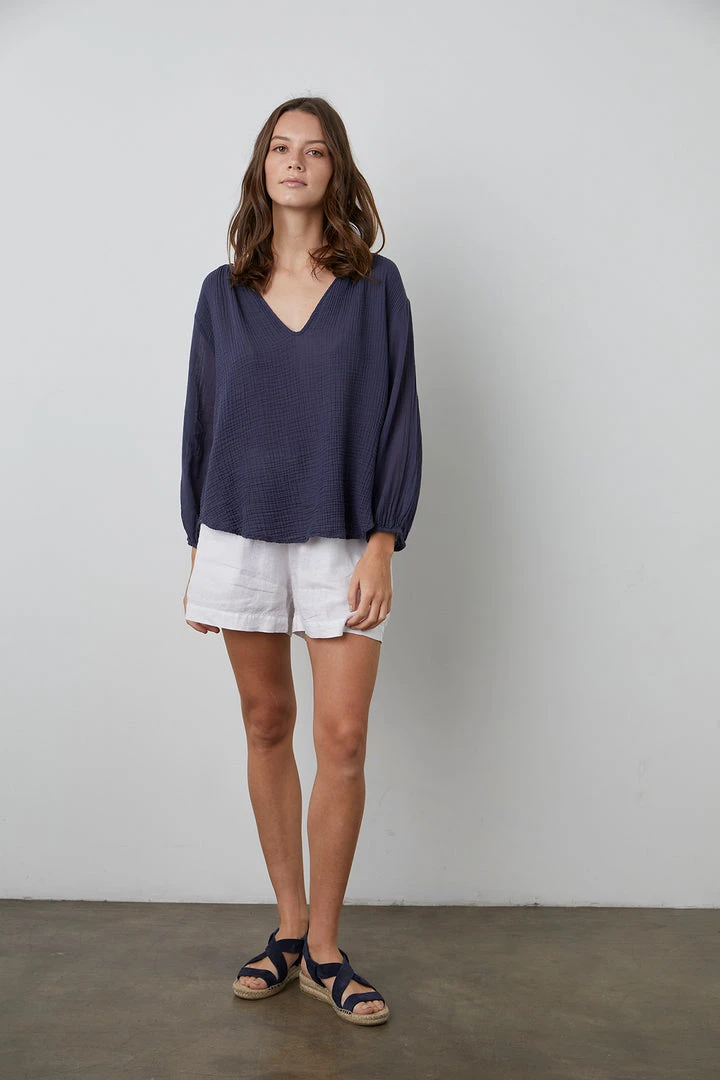 Velvet By Graham & Spencer MARILYN COTTON GAUZE PEASANT BLOUSE 6 Velvet By Graham & Spencer MARILYN COTTON GAUZE PEASANT BLOUSE