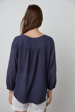 Velvet By Graham & Spencer MARILYN COTTON GAUZE PEASANT BLOUSE 10 Velvet By Graham & Spencer MARILYN COTTON GAUZE PEASANT BLOUSE