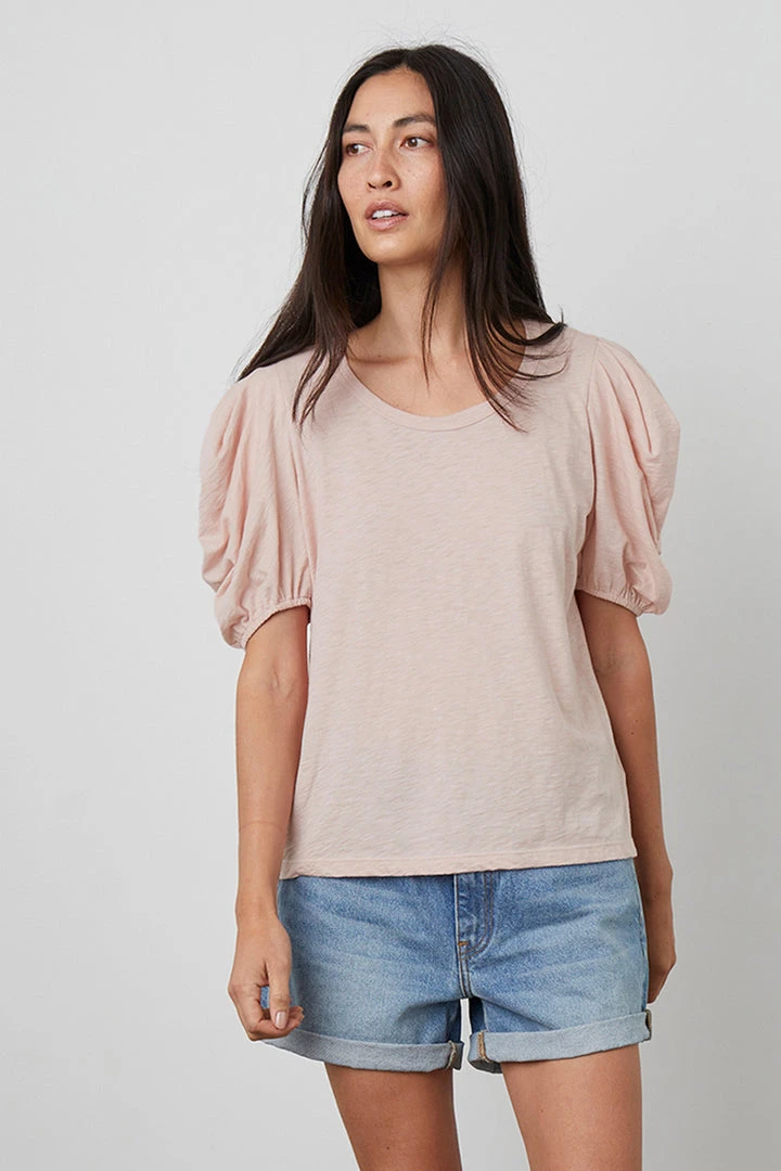Velvet By Graham & Spencer Womens KIERA PUFF SLEEVE TEE 10 Velvet By Graham & Spencer Womens KIERA PUFF SLEEVE TEE