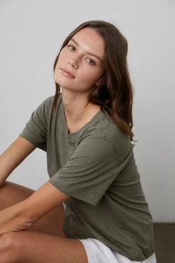 Velvet By Graham & Spencer LULA COTTON SLUB SWING TEE Womens 74 Velvet By Graham & Spencer LULA COTTON SLUB SWING TEE Womens