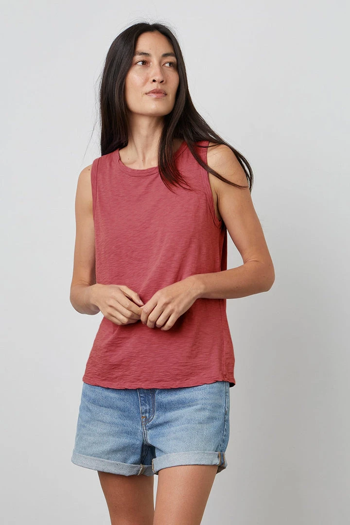 Velvet By Graham & Spencer Womens TAURUS COTTON SLUB TANK 14 Velvet By Graham & Spencer Womens TAURUS COTTON SLUB TANK