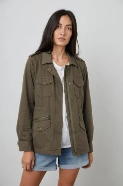 Velvet By Graham & Spencer RUBY LIGHT-WEIGHT ARMY JACKET Womens 56 Velvet By Graham & Spencer RUBY LIGHT-WEIGHT ARMY JACKET Womens