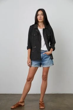 Velvet By Graham & Spencer RUBY LIGHT-WEIGHT ARMY JACKET Womens 63 Velvet By Graham & Spencer RUBY LIGHT-WEIGHT ARMY JACKET Womens