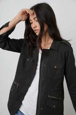 Velvet By Graham & Spencer RUBY LIGHT-WEIGHT ARMY JACKET Womens 62 Velvet By Graham & Spencer RUBY LIGHT-WEIGHT ARMY JACKET Womens