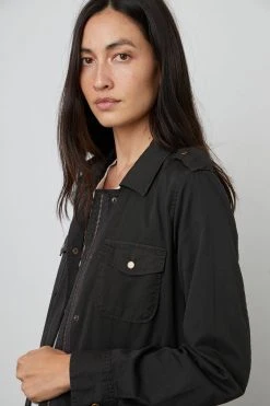 Velvet By Graham & Spencer RUBY LIGHT-WEIGHT ARMY JACKET Womens 67 Velvet By Graham & Spencer RUBY LIGHT-WEIGHT ARMY JACKET Womens