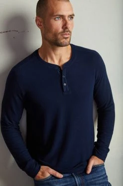 Velvet By Graham & Spencer FAUST MARLED COZY JERSEY HENLEY Mens