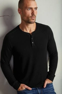 Velvet By Graham & Spencer FAUST MARLED COZY JERSEY HENLEY Mens