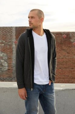 Velvet By Graham & Spencer Mens SALVADORE SHERPA LINED HOODIE