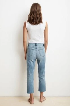 Velvet By Graham & Spencer KAROLINA HI RISE STRAIGHT LEG CUT OFF JEANS Womens