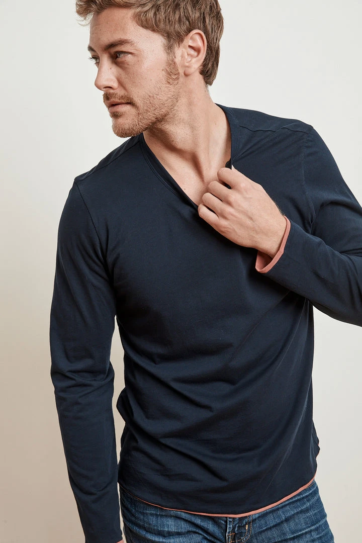 Velvet By Graham & Spencer Mens STEPHEN REVERSIBLE COTTON LONG SLEEVE TEE 6 Velvet By Graham & Spencer Mens STEPHEN REVERSIBLE COTTON LONG SLEEVE TEE